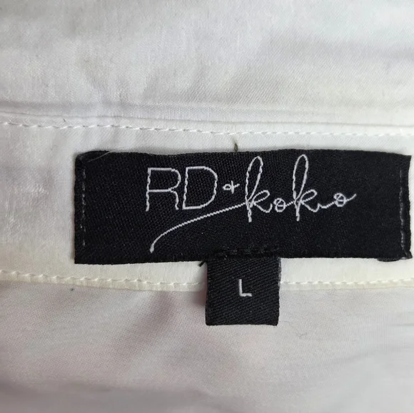 RD & Koko size L Embroidered White  Long Kimono Butom Up - Picture 11 of 12